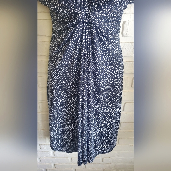 Liz Claiborne Polka-dot Dress Pleated Knot Black and White Size 8 - Picture 5 of 9